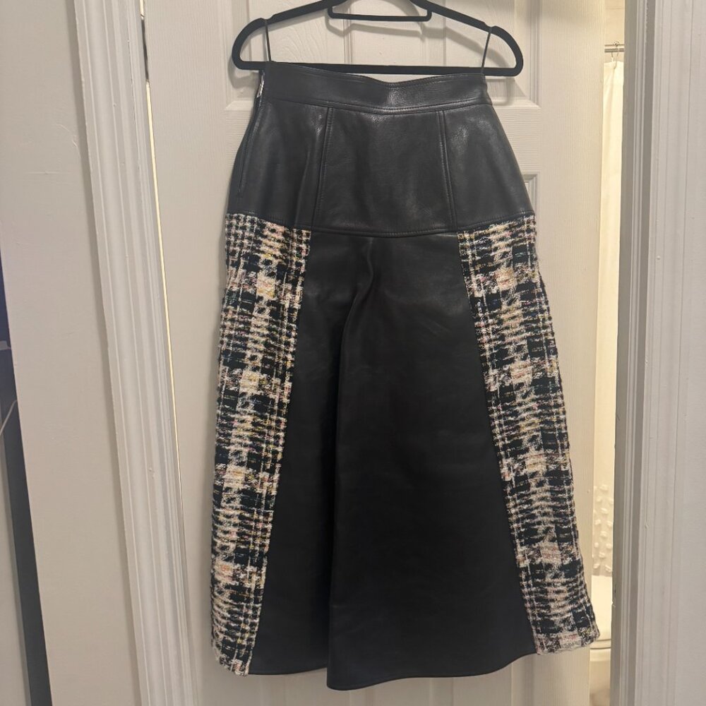 NWT Alexander McQueen Tweed and Leather Midi Skirt - Picture 7 of 15